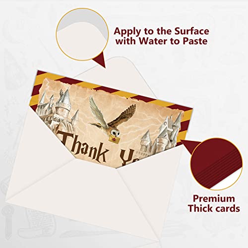 Qutana 24Pcs Magic Wizard Thank You Cards, Wizard Birthday Party Greetings Cards With 24 Envelope Birthday Thank You Cards For Kids Boy Girl Birthday Party Supplies #TOP3