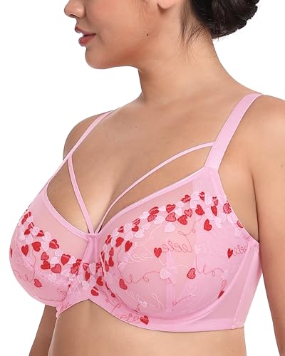 Image of HSIA Minimizer Bras for Women Full Coverage, Unlined Lace Sexy Plus Size Underwire Bra for Large Breasts