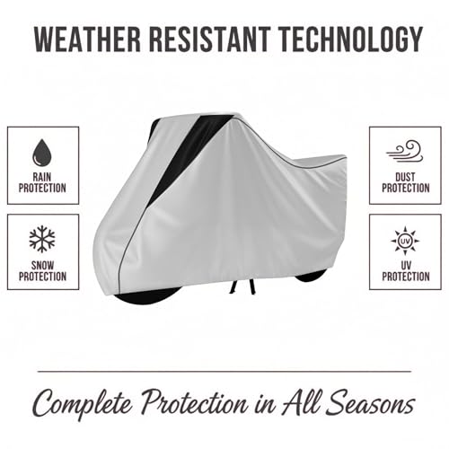 Image of Motorcycle Bike Body Cover for Outdoor Use - Heavy Fabric Water Resistant Two Wheeler Cover with UV, Dust & Rain Protection Compatible for Classic 350