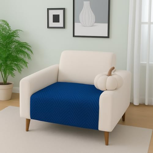 Image of Amazon Basics - Velvet Quilted Make Your Own Sofa Cover |1 Seater | Multi-Layered Fabric |70cm x 70cm | 350 GSM | Color - Navy Blue