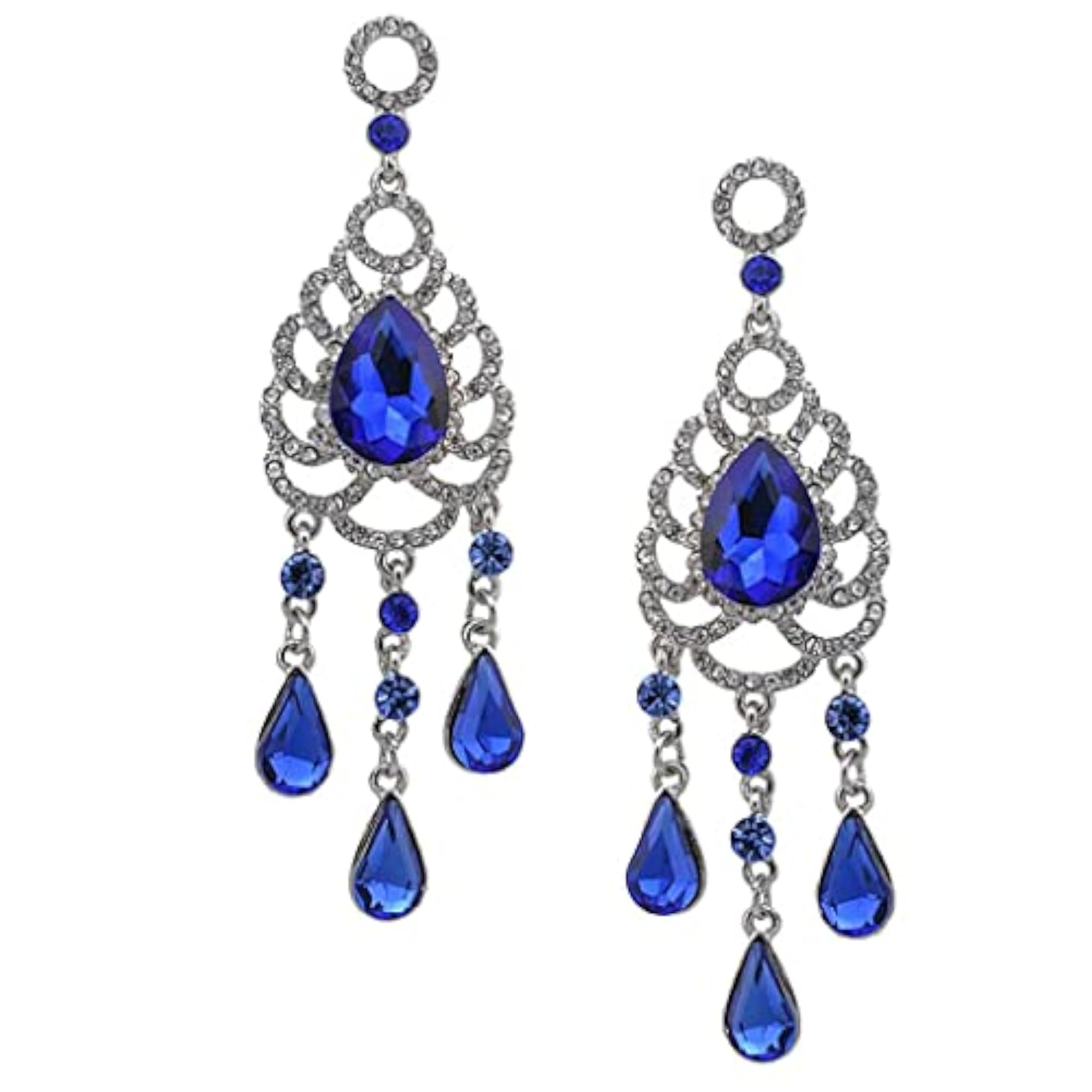 Waterdrop Chandelier Rhodium Dangle Earrings for Weddings