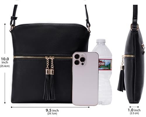 Image of Solene Womens Lightweight Medium Crossbody Purse with Tassel, Perfect Size Crossbody Bags for Daily Use, travel