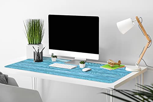 Sous-main en vinyle 120x60cm décor de planches bleues de qualité - 4