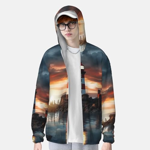 Seaside Lighthouse Sun Protection Hoodie Jacket UPF 50+ Full Zip Long Sleeve Sun Shirts with Pockets Rash Guard4