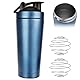 JOLIGAEA Edelstahl Protein Shaker, 750ml Shaker Eiweiß Sport Fitness, Doppelwandig, Vakuum Isoliert, Sport Fitness Protein Shaker Eiweiß mit Skala optimal für Eiweiß, Diät und Fitness Shakes, Blau