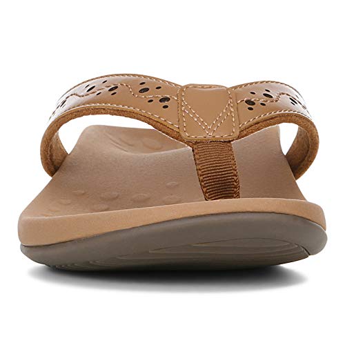 Vionic Women's Rest Aliza Toe Post Sandal - Supportive Ladies Orthotic Sandals That Include Three Zone Comfort With Arch Support- Flip Flops For Ladies, Toffee 8 Medium #TOP3