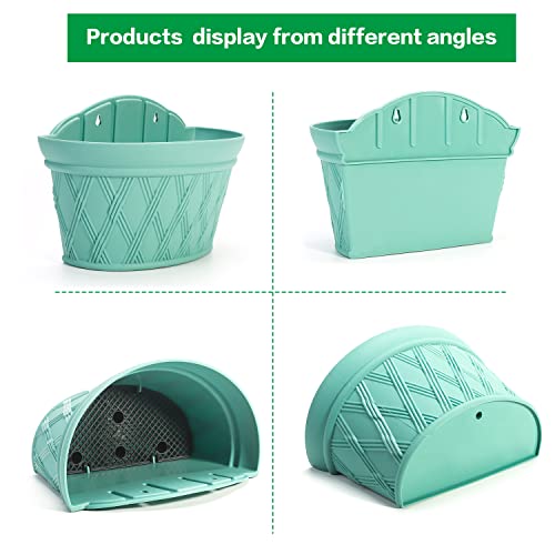 Sungmor Wall Hanging Planters,11.5 Inch Hanging Flower Pots For Railing Fence - Indoor Outdoor Balcony Wall Planter Hanging Basket, Plastic Pot Plant Container - Half Round & 3Pc Pack & Green #TOP3