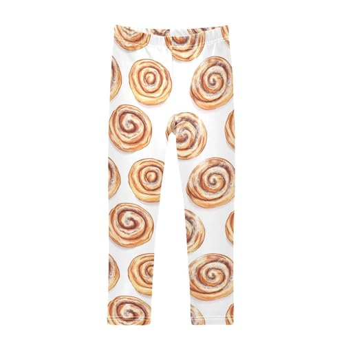 Cinnamon Rolls Girls Leggings,Workout Leggings for Girls Toddler Athletic Legging Size for 3-10T