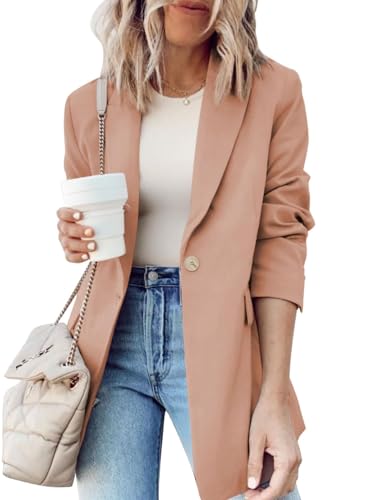 Womens 2024 Fashion Spring Lapel Collar Buttons Blazer Jackets for Women Business Casual4