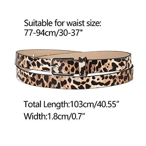 Allegra K Women's Skinny Waist Belts Single Pin Buckle Cute Animal Printed Pants Dress Thin Faux Leather Belt3