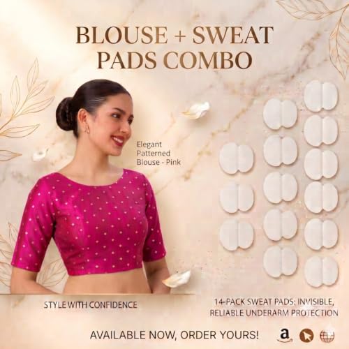 Image of Studio Shringaar Women Cotton Silk Silky Brocade Readymade Elbow Length Sleeves Saree Blouse Choli