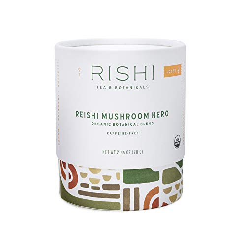 Rishi Tea Reishi Mushroom Hero Loose Leaf Herbal Tea | Immune Support, USDA Certified Organic, Botanical Blend, Caffeine-Free, Ayurvedic, Energy-Boosting | 2.46 oz Tube