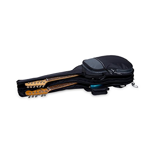 Image of Crossrock CRSG106DEBG Double 2x Electric Guitar Gig Bag -With Padded Adjustable backpack Straps, Black /Grey