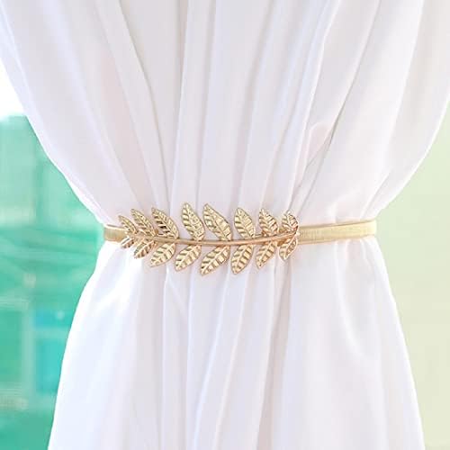SILKSELECT 2 Pack Curtain Tiebacks Curtain Holdbacks Adjustable Decorative Alloy Curtain Straps Curtain Clip Buckle (Golden Leaves)