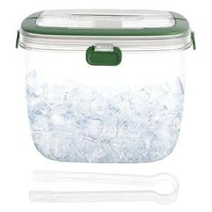 Ice Bucket with Lid and Ice Tong, 5L Sealed Ice Bucket Container with Handle, Portable Plastic BPA Free Ice Cube Tray, Multifunctional Ice Storage Bin for Cocktail Freezer Bar Parties Barbeque Camping