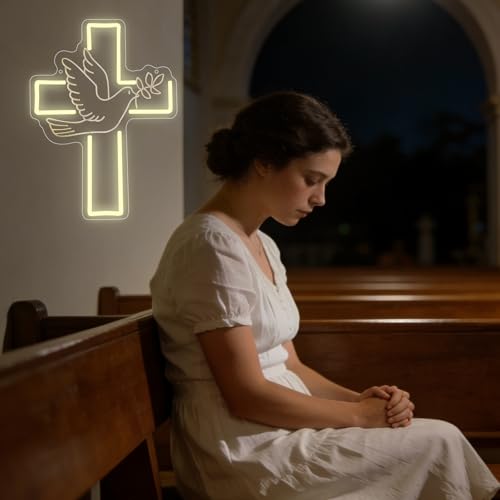 Cross Neon Sign, Jesus Led Neon Light Signs for Wall Decor Christian Light up Sign Lamp Wall Art for Bedroom Home Christ Church Easter Religious Events Gift Dimmable USB Powered(15.8"*11.6") by SONGYUNEON - Used condition - Image 2