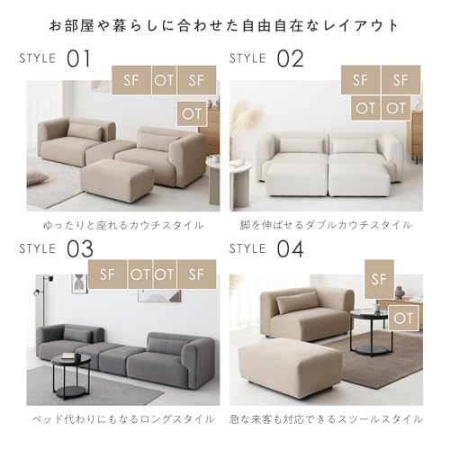 VENTOTA ソファーベッド 3人掛け 肘付き 犬猫対策 フロアソファ オットマン付き 幅212cm 分割式 ローソファ コンパクト ソファベッド カウチソファ 多用途使用シーン おしゃれ 北欧 リビングソファ 一人暮ら Colce IV [4]