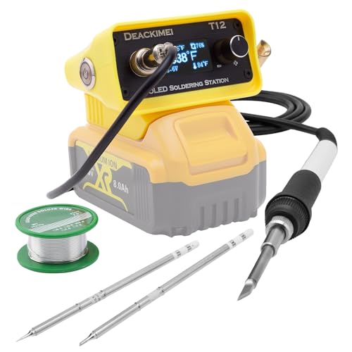 Deackimei Cordless Soldering Iron Station for Dewalt 20V Max Battery, 3 Iron Tips, Quick Heating Solder, Precise Heat Control, Auto Sleep, Low Voltage Protection