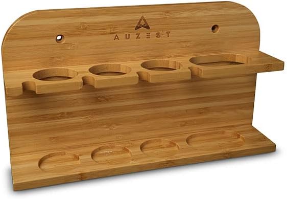 Auzest Bamboo Multifunctional Bathroom Organiser Caddy. Can be wall mounted or free-standing. Stores 4 electric toothbrushes & brush heads, toothpaste, razors & more. Plastic-free, Eco-Friendly.