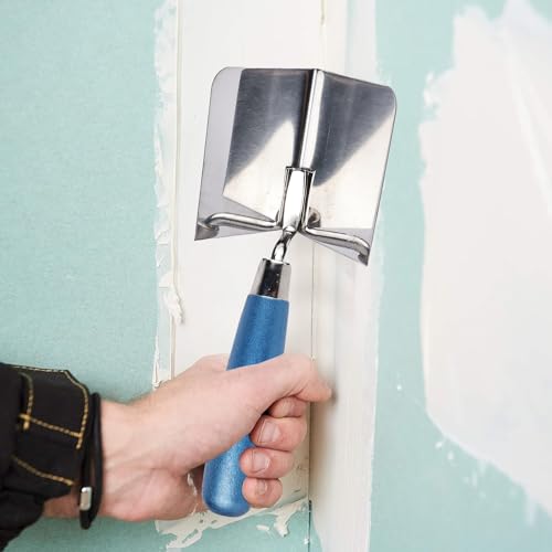 Eckenkelle Rostfreie Eckkelle für Gipsarbeiten: TOATELU 2 Teilig Eckenkelle 80 x 60 mm, Außeneckenkelle, Stuckateur und Eckenspachtel mit Softgriff zum Bearbeiten von Innenecken in Wänden, Blau