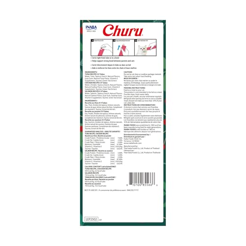 INABA Churu Cat Treats, Lickable, Squeezable Creamy Purée Cat Treat with Taurine & Green Tea Extract, 0.5oz Each Tube, 12 Tubes, Churu Spoon Holiday Variety Pack