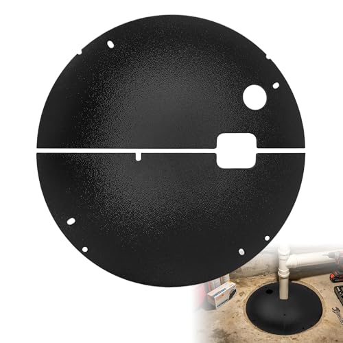20.5 Inch Slotted Steel Sump Pump Cover Lid Black Heavy Duty Septic Tank Cover for Sump Pump Bucket Basin Decorative Well Pump Safety Basin Lid for Sewage Pump