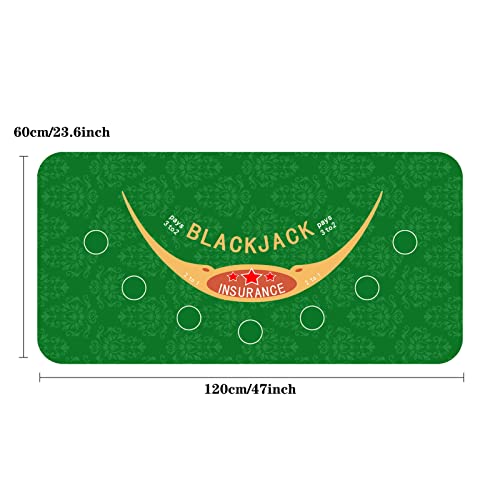 Alabohuke 47X23.6 Inch Poker Mat, Blackjack Table Non-Slip Rubber Poker Table Top Game Mat, Blackjack Professional Casino Table Layout, Suitable For Parties, Home Entertainment, Game Night #TOP1