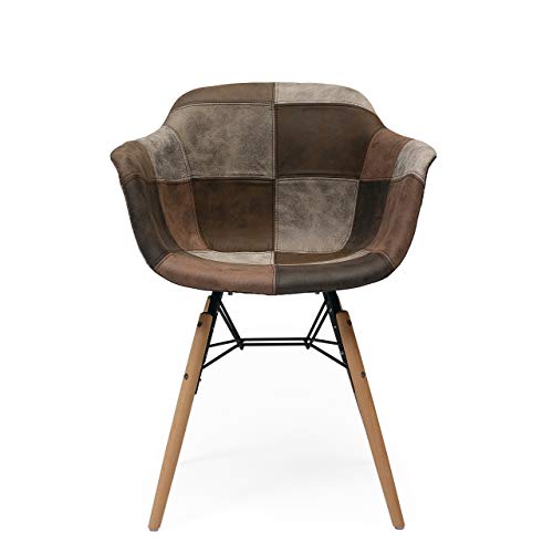 Homely - Silla de Comedor con Brazos tapizada en Patchwork CLIDE inspiración Silla Tower