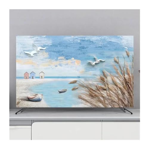 Couverture anti-poussière pour TV 49-52 pouces décor fleur maison