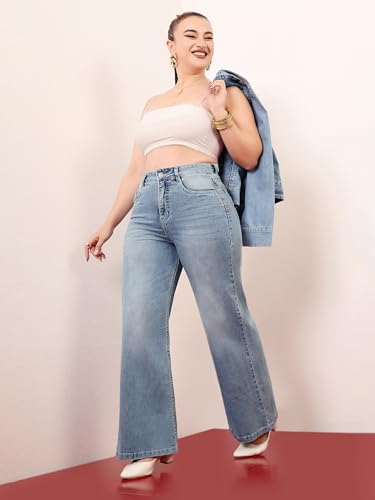 Image of Miss Chase A+ Women's Bootcut High Rise Regular Length Stretchable Denim Jeans