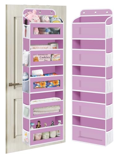 Image of KYEVIS Over The Door Organizer, 5 Shelves Closet Door Hanging Organizer with 10 Mesh Pockets, Nursery Closet Organizer, Baby Essentials, Dorm Room Essentials for Girls