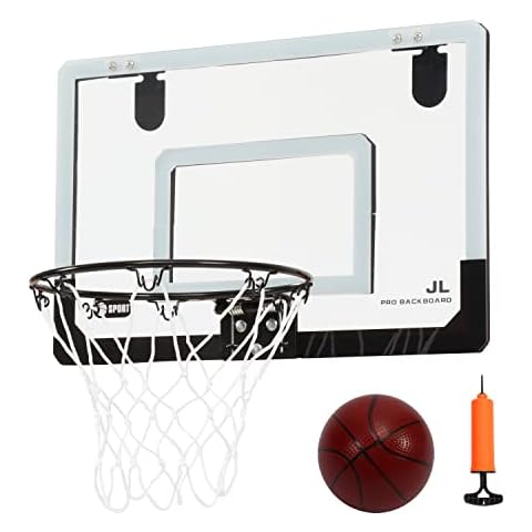 RAH Over The Door Basketball Hoop Set with Ball and Pump for Hang over Home, Office or Bedroom Doors - Slam Dunk Approved - Shatter Resistant - Accessories Included Cover