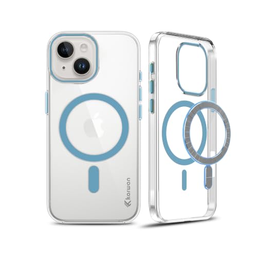 Image of KARWAN Crystal Clear Transparent Back Cover Case with Camera Protection,Compatible with iPhone 15, Anti Yellow Clear Shockproof Scratch Resistant Case with Magnetic MagEaze Wireless Charging