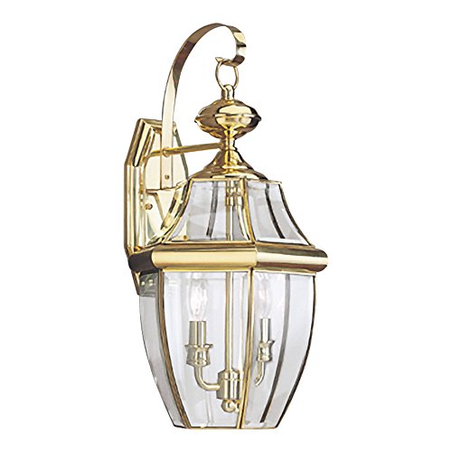Sea Gull Lighting 8039-02 Lancaster Outdoor Wall Lantern Outside Fixture, Two - Light, Polished Brass #TOP14