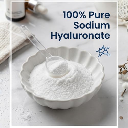 Image of Pure Hyaluronic Acid Powder for Face | 100% Sodium Hyaluronate | DIY Serum Booster for Deep Hydration & Plumping | Anti-Aging, Fine Lines | Vegan, Fragrance-Free | All Skin Types