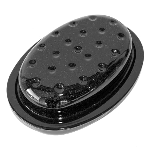 Oval Enamel Roaster Dish with Lid 33cm Black Oven Chicken Roasting Baking Tray