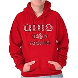 Ohio Vintage Buckeye Leaf Stencil OH Hoodie Sweatshirt Women Men Red
