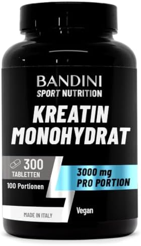 Bandini® Kreatin-Monohydrat 300 Tabletten | Für Training, Sport & Fitness | 100-Tage-Vorrat | Alternative zu Kreatin-Kapseln und -Pulver | Pre- und Intra-Workout | Halal und Vegan,