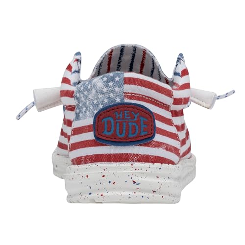Image of HEYDUDE Men's Wally Patriotic Slip On Shoe | Lightweight Canvas Loafers with No Tie Laces
