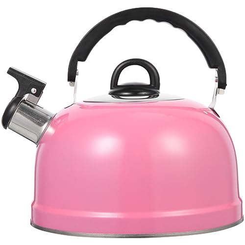 HEMOTON Pink Whistling Kettle Stove Top Whistling Tea Kettle, Classic Teapot, Household Pot Water Kettle, Stainless Steel Teapot for Stovetop Pink Camping Kettle