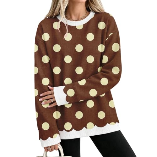 Women's Sweatshirt Polka Dot Fall Outfits Long Sleeve Casual Pullover Tops - image 1