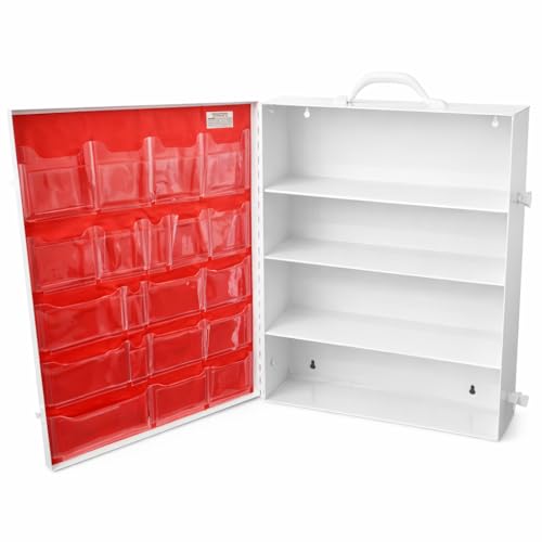 Rapid Care 4-Shelf Metal First Aid Cabinet Empty Wall Mountable Steel First Aid Kit with Door Pouches for Home and Workplace Safety