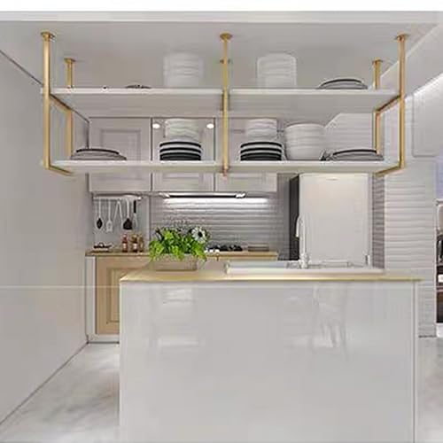 Étagère de rangement montée au plafond en bois pour libérer vos plans de travail