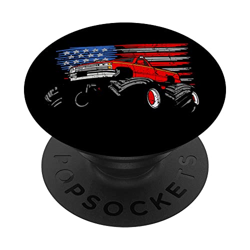 Monster Truck USA - Bandera americana para niños pequeños, 4 de julio PopSockets PopGrip Intercambiable