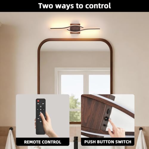 Image of Battery Operated Wall Sconces Set of Two, Walnut 23.6 inch 3 Color LED dimmable Wireless Wall Sconce with Remote Control, USB Rechargeable Wall Lights for Living Room Bedroom Hallway Background