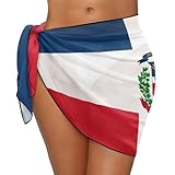 RYQAO Dominican Republic Flag Swim Cover Up for Women Sarong Coverups Beach Sheer Short Bathing Suit Wrap Skirt