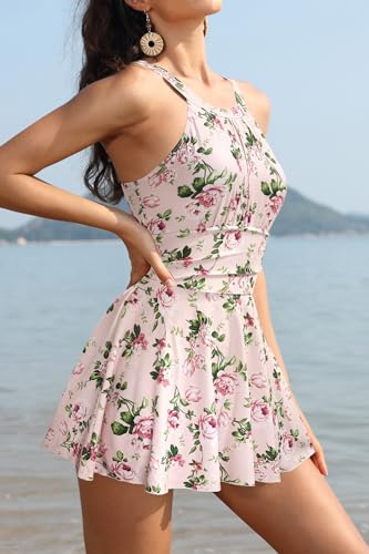 Maillot de bain une pièce contrôle du ventre taille haute imprimé floral rose taille M - 3