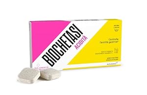 BIOCHETASI Acidità e Digestione, Integratore Alimentare per Aiuto contro Pesantezza, Gonfiore e Acidità di Stomaco, Senza Glutine e Lattosio, 20 Compresse Masticabili Gusto Limone,