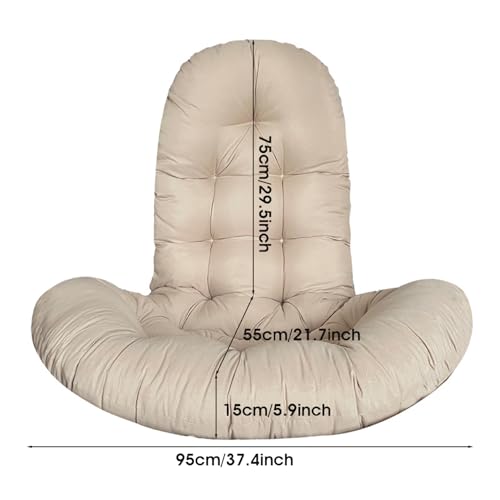 Coussin de chaise à bascule œuf beige avec dossier haut rembourré pour fauteuil de jardin extérieur - 6