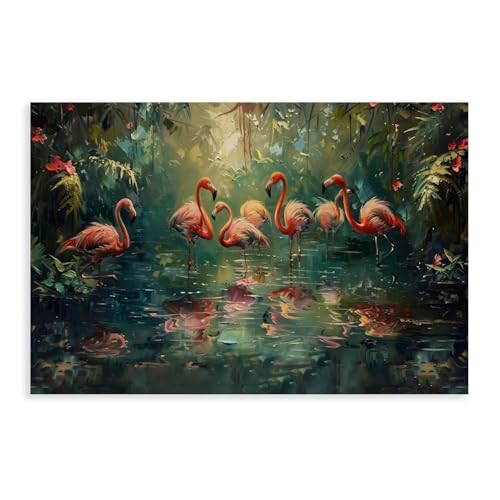 Toile flamant rose 61x91,4 cm pour habiller et illuminer un mur blanc